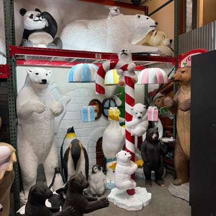 Polar Bear Cubs on Candy Cane Statue LM Treasures - H