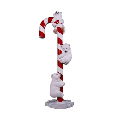 Polar Bear Cubs on Candy Cane Statue