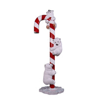 Polar Bear Cubs on Candy Cane Statue