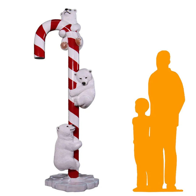 Polar Bear Cubs on Candy Cane Statue LM Treasures - H