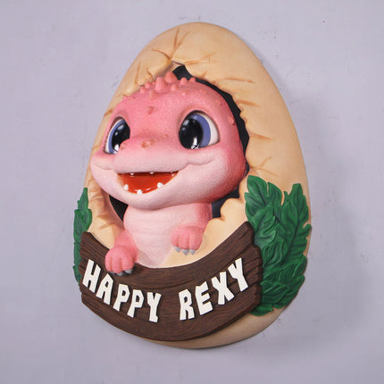 Pink T-Rex Happy Rexy Dinosaur Wall Decor Statue