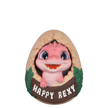 Pink T-Rex Happy Rexy Dinosaur Wall Decor Statue