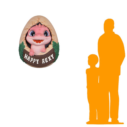 Pink T-Rex Happy Rexy Dinosaur Wall Decor Statue