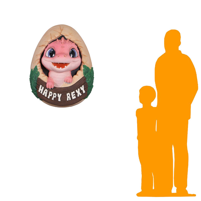Pink T-Rex Happy Rexy Dinosaur Wall Decor Statue