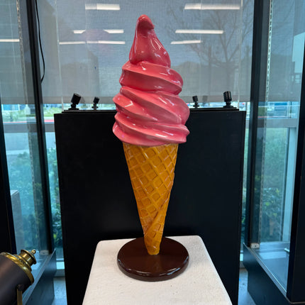 Small Strawberry Soft Serve Ice Cream Table Top Statue - LM Treasures