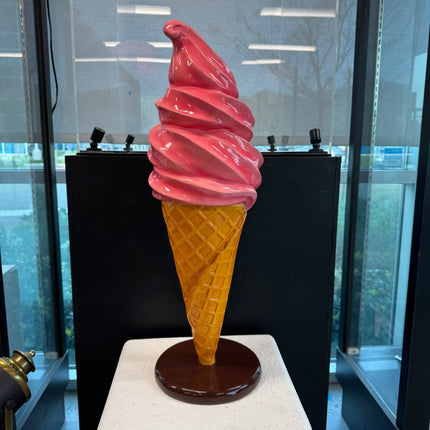 Small Strawberry Soft Serve Ice Cream Table Top Statue - LM Treasures