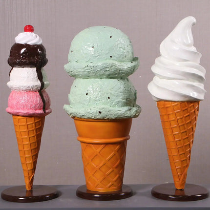 Small Two Scoop Mint Ice Cream Table Top Statue LM Treasures - H