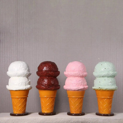 Small Two Scoop Strawberry Ice Cream Table Top Statue LM Treasures - H