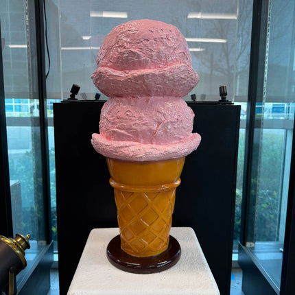 Small Two Scoop Strawberry Ice Cream Table Top Statue - LM Treasures