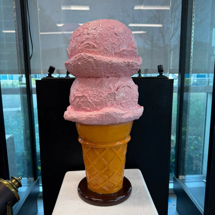 Small Two Scoop Strawberry Ice Cream Table Top Statue - LM Treasures