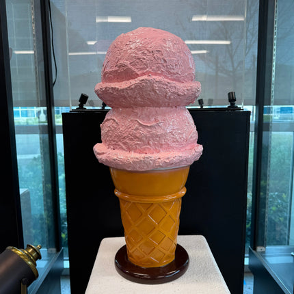 Small Two Scoop Strawberry Ice Cream Table Top Statue - LM Treasures