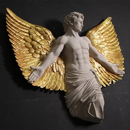 Male Alato Winged Angel Wall Decor Statue