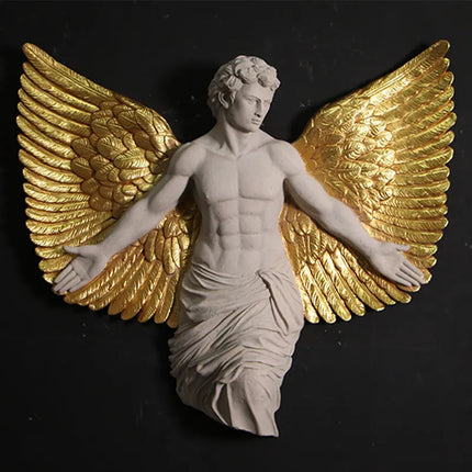 Male Alato Winged Angel Wall Decor Statue