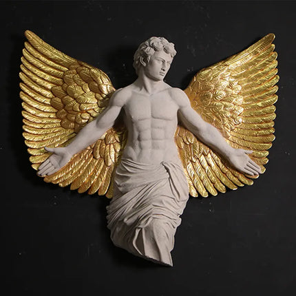 Male Alato Winged Angel Wall Decor Statue
