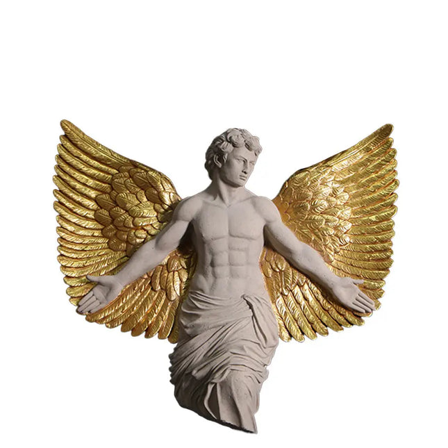Male Alato Winged Angel Wall Decor Statue
