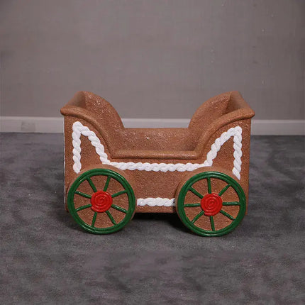 Small Gingerbread Cart Photo Op Statue LM Treasures - H