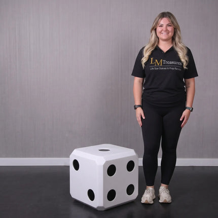 Lucky 18in White Dice Side Table Statue