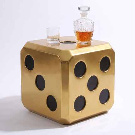 Lucky 18in Gold Dice Side Table Statue