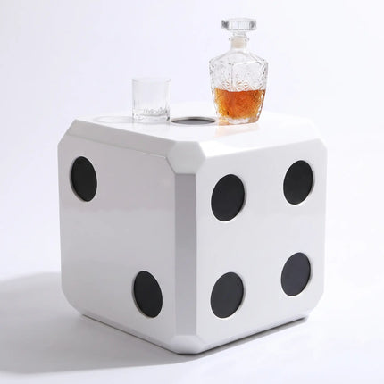 Lucky 18in White Dice Side Table Statue