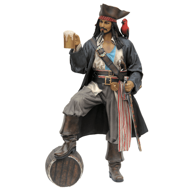 Pirate on Barrel Holding a Beer Life Size Statue - LM Treasures 