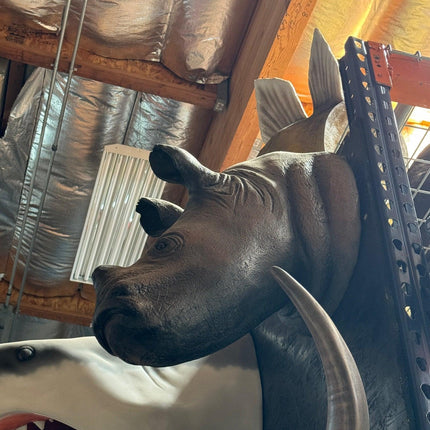 Baby Rhinoceros Head Life Size Statue