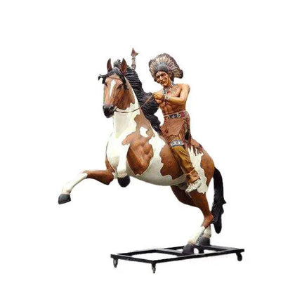Indian Chief Warrior On Horse Life Size Statue LM Treasures - A
