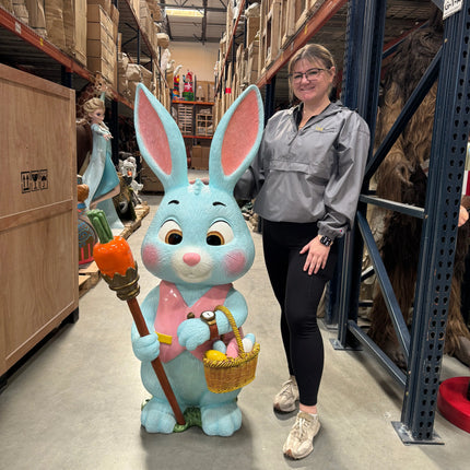 Large Blue Baby Bunny Rabbit Statue LM Treasures - H