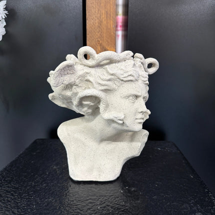 Small Medusa Bust Stone Finish Table Top Statue LM Treasures - H
