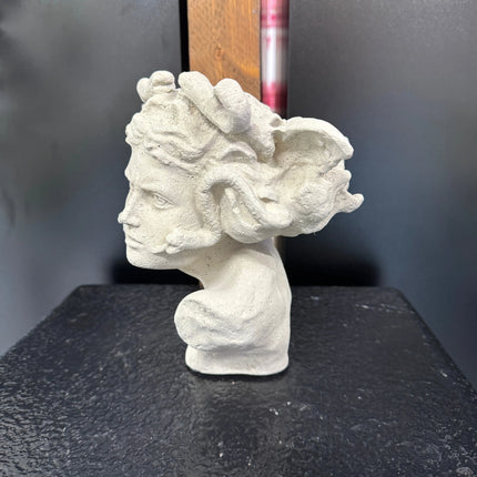 Small Medusa Bust Stone Finish Table Top Statue LM Treasures - H