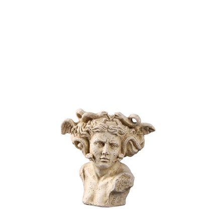 Small Medusa Bust Stone Finish Table Top Statue