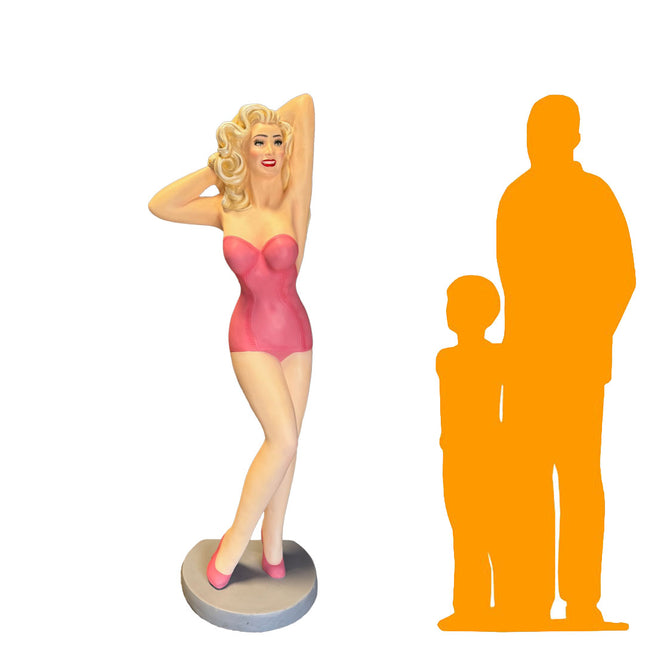 Sexy Lady Actress In Pink Life Size Statue