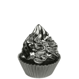 Silver Chocolate Cupcake With Stars Over Sized Statue - LM Treasures 