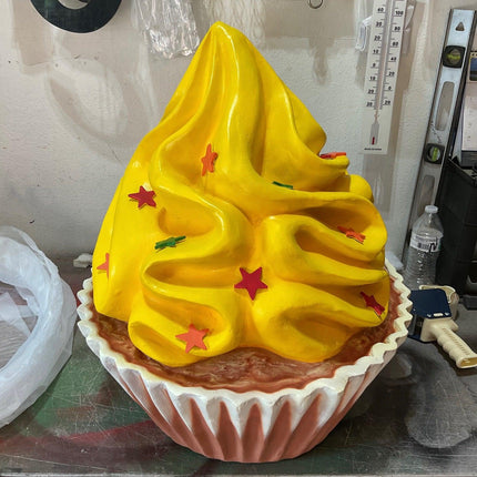 Bright Yellow Cupcake With Stars Over Sized Statue