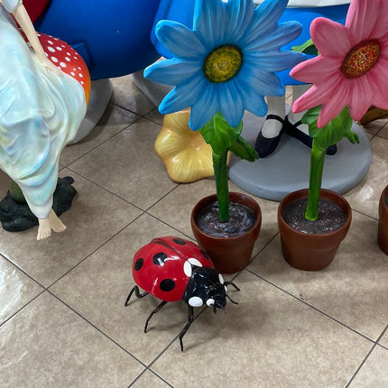 Red Lady Bug Over Sized Insect Statue - LM Treasures 