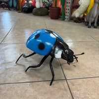 Small Blue Lady Bug Over Sized Insect Statue