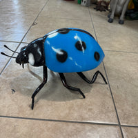Small Blue Lady Bug Over Sized Insect Statue