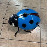 Small Blue Lady Bug Over Sized Insect Statue