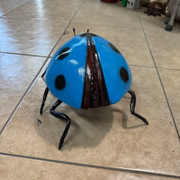 Small Blue Lady Bug Over Sized Insect Statue