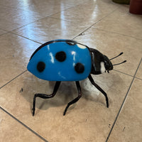 Small Blue Lady Bug Over Sized Insect Statue