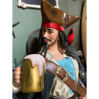 Pirate Captain Jack Sitting On Bench Life Size Statue - LM Treasures 