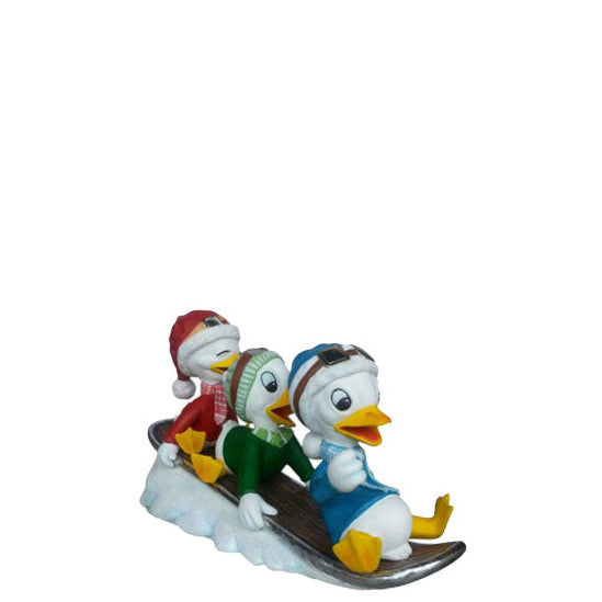 Ducklings On Snowboard Life Size Statue