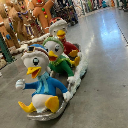 Ducklings On Snowboard Life Size Statue LM Treasures - A