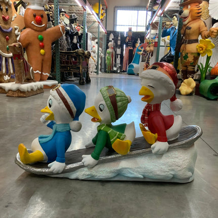 Ducklings On Snowboard Life Size Statue LM Treasures - A