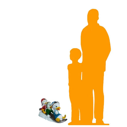 Ducklings On Snowboard Life Size Statue LM Treasures - A
