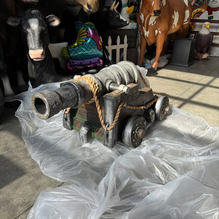 Realistic Pirate Cannon Life Size Statue