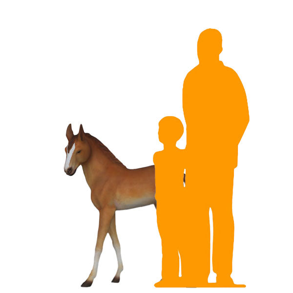 Baby Foal Horse Pony Walking Life Size Statue