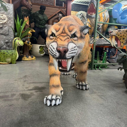 Saber Tooth Growling Life Size Statue - LM Treasures 