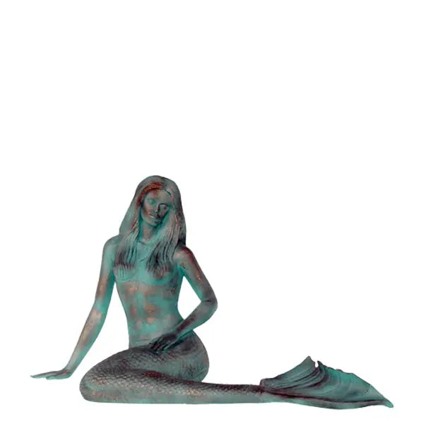 Mermaid Sitting Patina Finish Life Size Statue LM Treasures - A