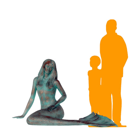 Mermaid Sitting Patina Finish Life Size Statue