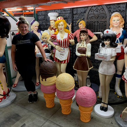 Three Scoop Neapolitan Ice Cream Over Sized Statue - LM Treasures 